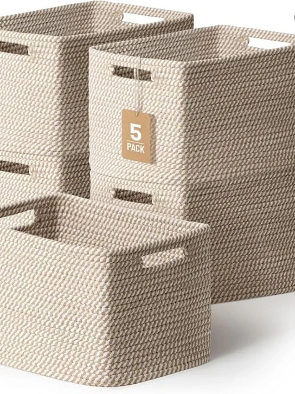 New 5 Pack Woven Storage Baskets, Decorative Storage Bins for Organizing | 13.8'